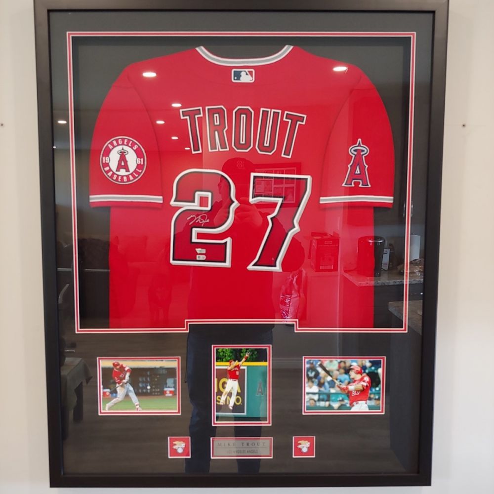 Mike Trout Signed 35x43 Custom Framed Jersey (MLB Hologram)