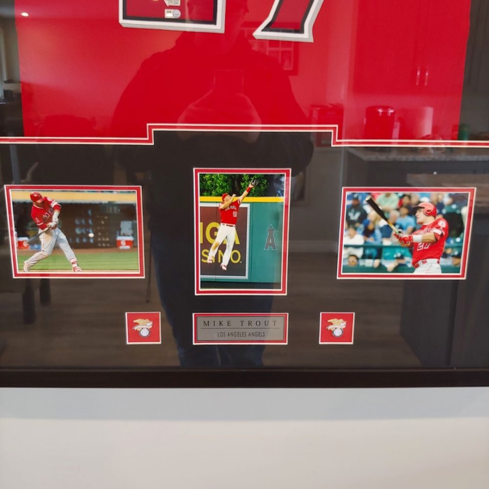 Mike Trout Signed 32x41 Custom Framed Jersey Display with LED